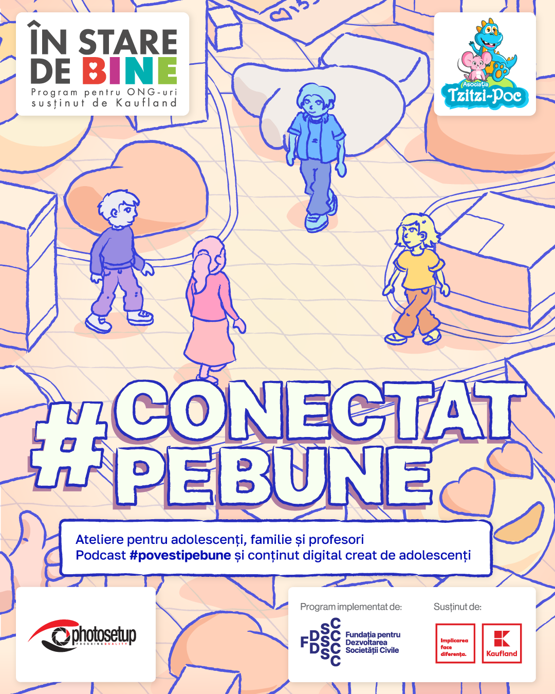 Asociația Tzitzi-Poc lansează #conectatpebune – un program de psihoeducație care abordează relația adolescenților cu social media și promovează dialogul adolescent-părinte-profesor în fața provocărilor digitale