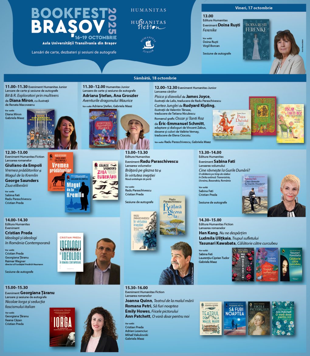 Humanitas, Humanitas Fiction și Humanitas Junior la Bookfest Brașov, 16–19 octombrie